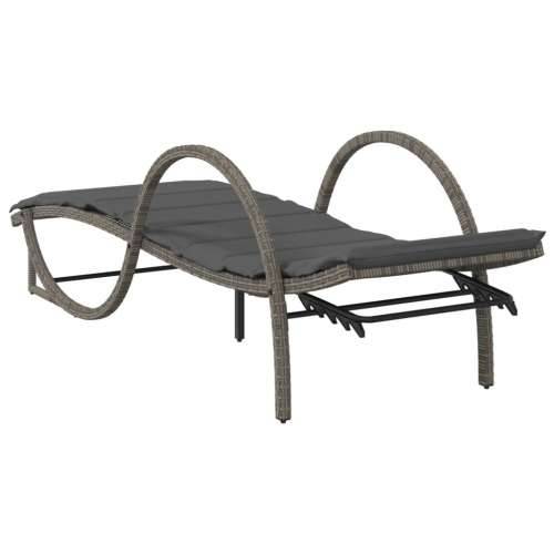 Ležaljka za sunčanje s jastukom siva 60x199x42 cm poliratan - Siva 1 Cijena