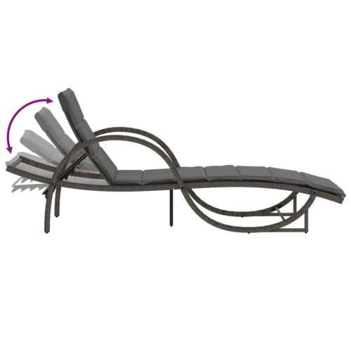 Ležaljka za sunčanje s jastukom siva 60x199x42 cm poliratan - Siva 1 Cijena