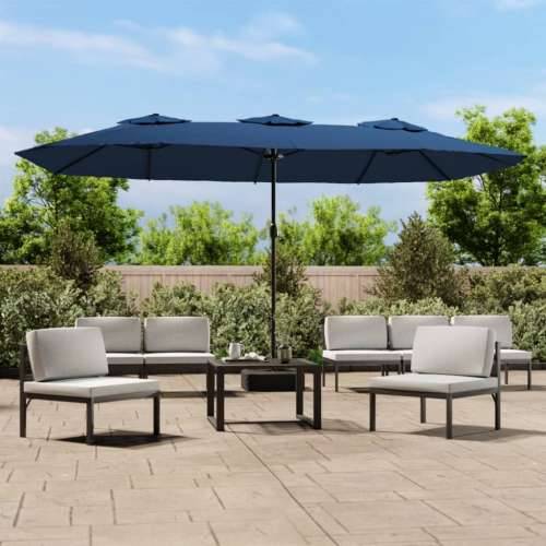 Dvostruki vrtni suncobran s LED svjetlima azurni 449 x 245 cm - Plava 1 Cijena