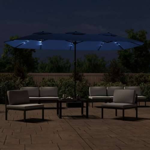 Dvostruki vrtni suncobran s LED svjetlima azurni 449 x 245 cm - Plava 1 Cijena