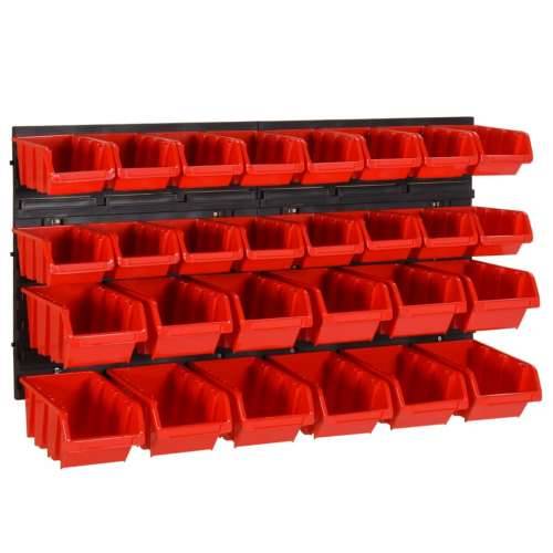 30-dijelni set polica za radionicu crveno-crni 77 x 39 cm PP - 1 30 Cijena