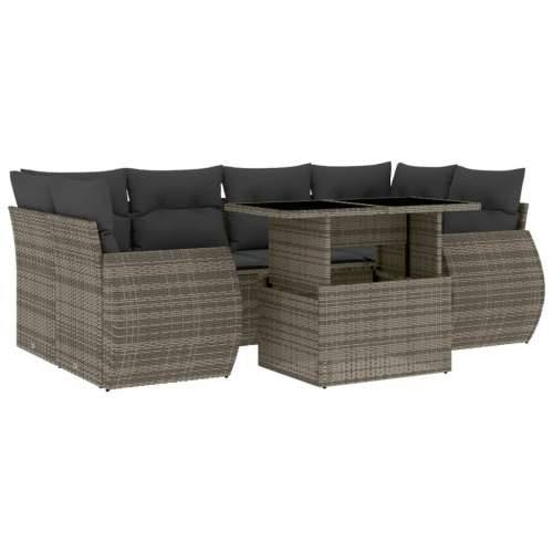 Vrtna garnitura - 7-dijelni set vrtnih sofa sivi od poliratana - Siva bez spremišta 1 Cijena