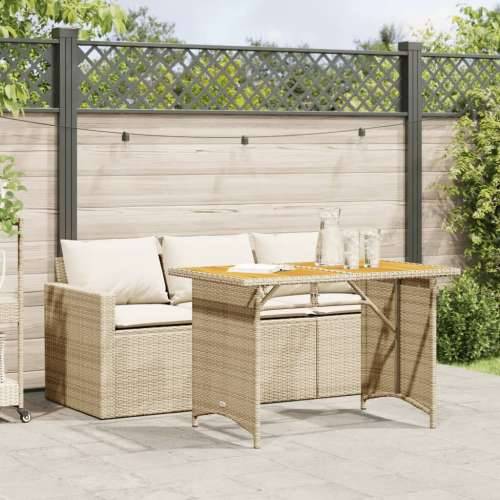 Vrtna garnitura - 2-dijelni vrtni blagovaonski set od poliratana s jastucima bež - Bež pe rattan and wood 1 Cijena