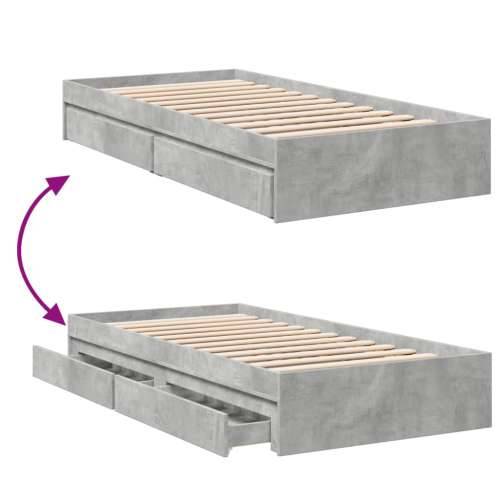 Okvir kreveta s ladicama siva boja betona 90x200 cm drveni Beton siva 90 x 200 cm Cijena