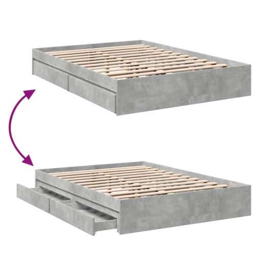 Okvir kreveta s ladicama siva boja betona 140x190 cm drveni Beton siva 140 x 190 cm Cijena