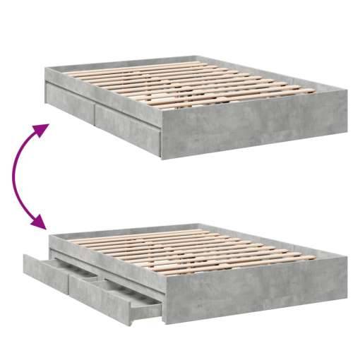 Okvir kreveta s ladicama siva boja betona 135x190 cm drveni Beton siva 135 x 190 cm Cijena