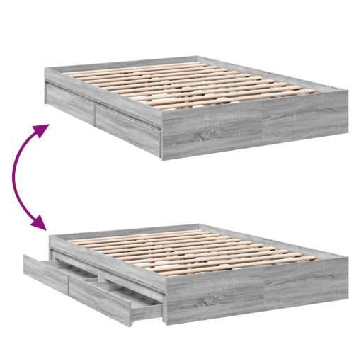Okvir za krevet s ladicama boja sivog hrasta 120x190 cm drveni - Sivi hrast sonoma 120 x 190 cm Cijena