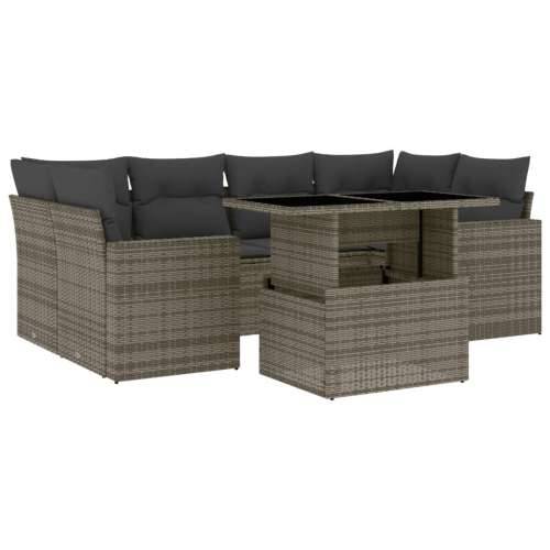 Vrtna garnitura - 7-dijelni set vrtnih sofa sivi od poliratana - Siva bez spremišta 1 Cijena