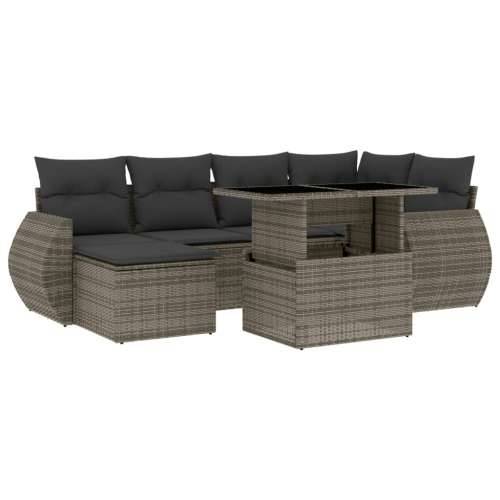 Vrtna garnitura - 7-dijelni set vrtnih sofa sivi od poliratana - Siva bez spremišta 1 Cijena