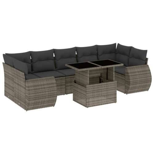 Vrtna garnitura - 8-dijelni set vrtnih sofa od poliratana s jastucima sivi - Siva bez spremišta 1 Cijena