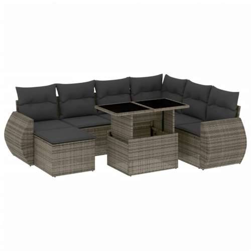 Vrtna garnitura - 8-dijelni set vrtnih sofa od poliratana s jastucima sivi - Siva Sa stolom 1 Cijena