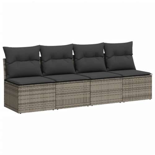 Vrtna garnitura - 10-dijelni set vrtnih sofa od poliratana s jastucima sivi - Siva 1 Cijena
