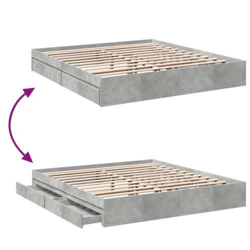 Okvir kreveta s ladicama siva boja betona 180x200 cm drveni Beton siva 180 x 200 cm Cijena