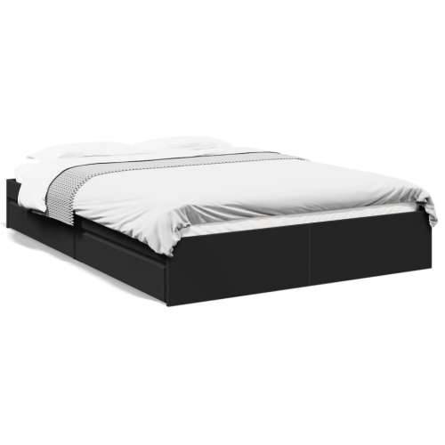 Okvir kreveta s ladicama crni 150 x 200 cm konstruirano drvo Crna 150 x 200 cm Cijena