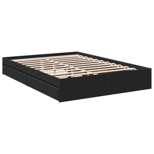 Okvir kreveta s ladicama crni 150 x 200 cm konstruirano drvo Crna 150 x 200 cm Cijena