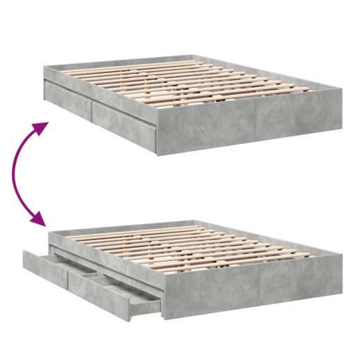 Okvir kreveta s ladicama siva boja betona 150 x 200 cm drveni Beton siva 150 x 200 cm Cijena
