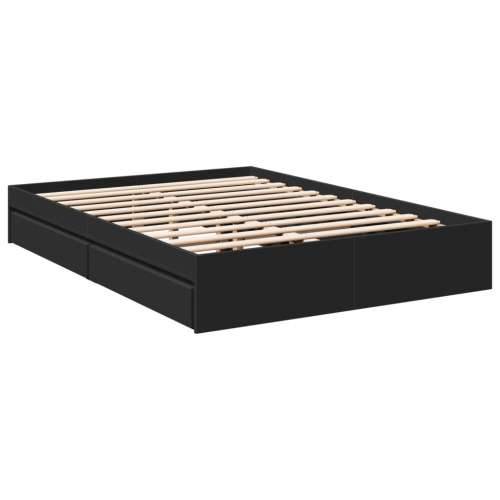 Okvir kreveta s ladicama crni 135 x 190 cm konstruirano drvo Crna 135 x 190 cm Cijena
