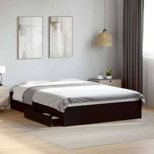Okvir kreveta s ladicama crni 135 x 190 cm konstruirano drvo Crna 135 x 190 cm Cijena