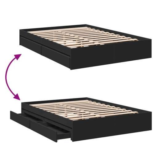 Okvir kreveta s ladicama crni 135 x 190 cm konstruirano drvo Crna 135 x 190 cm Cijena