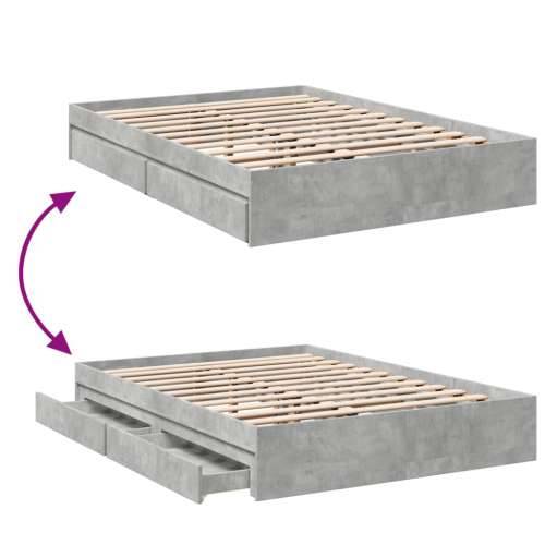 Okvir kreveta s ladicama siva boja betona 120x190 cm drveni Beton siva 120 x 190 cm Cijena