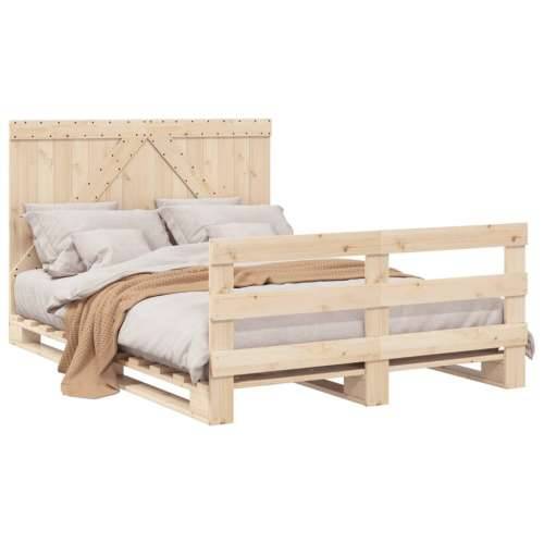 Okvir za krevet s uzglavljem 140x200 cm od masivne borovine - Prirodna 140 x 200 cm Ne with triangle headboard & footboard Cijena