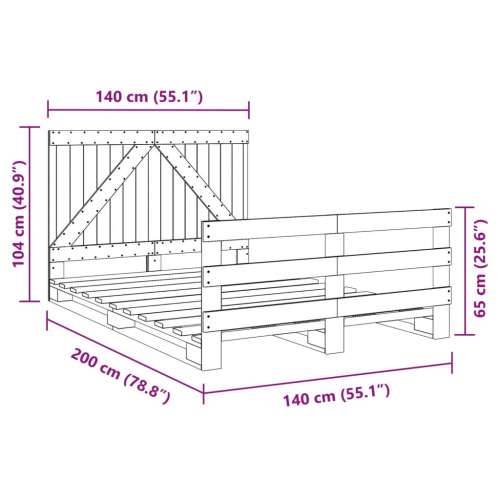 Okvir za krevet s uzglavljem 140x200 cm od masivne borovine - Prirodna 140 x 200 cm Ne with triangle headboard & footboard Cijena