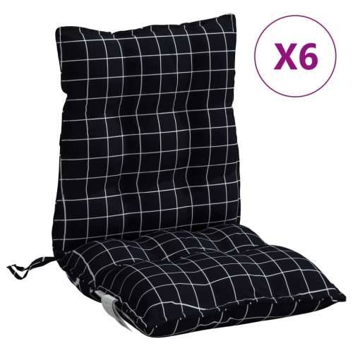 Jastuci za stolicu niskog naslona 6 kom crni karirani tkanina - Crni karirani uzorak 6 with 2 elastic straps Cijena