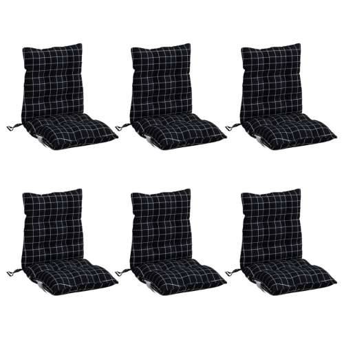 Jastuci za stolicu niskog naslona 6 kom crni karirani tkanina - Crni karirani uzorak 6 with 2 elastic straps Cijena