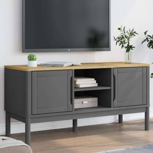 TV ormarić FLORO voštano sivi 114x43x55 cm masivna borovina - Siva 1 Cijena