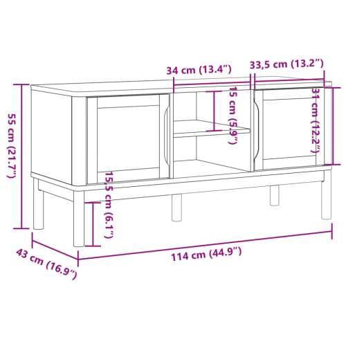 TV ormarić FLORO voštano sivi 114x43x55 cm masivna borovina - Siva 1 Cijena