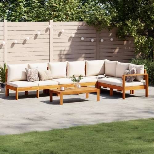5-dijelna set vrtnih sofa od masivnog drva bagrema s jastucima - Krema 3x Sofa + kutna + stol 1 Cijena