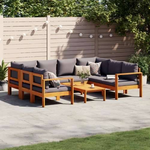 6-dijelna set vrtnih sofa s jastucima masivno bagremovo drvo - Tamno siva 2x kutna + 3x Sofa + stol 1 Cijena