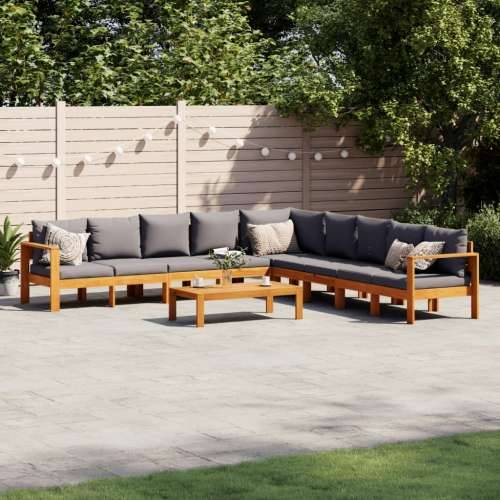 6-dijelna set vrtnih sofa s jastucima masivno bagremovo drvo - Tamno siva kutna + 4x Sofa + stol 1 Cijena