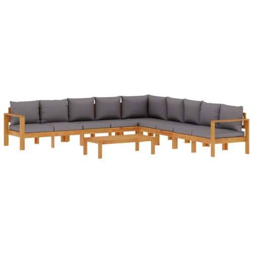 6-dijelna set vrtnih sofa s jastucima masivno bagremovo drvo - Tamno siva kutna + 4x Sofa + stol 1 Cijena