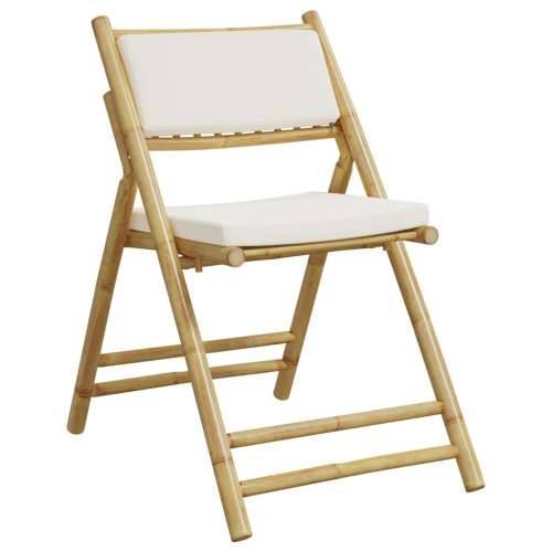 3-dijelni sklopivi bistro set s krem bijelim jastucima bambus - Krem bijela 3 Cijena