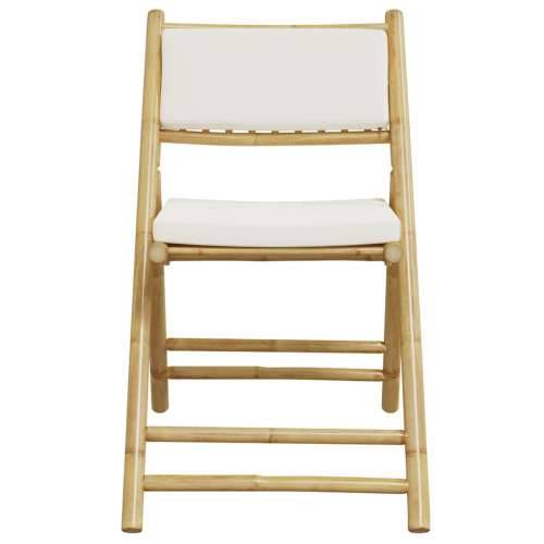 3-dijelni sklopivi bistro set s krem bijelim jastucima bambus - Krem bijela 3 Cijena