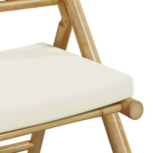 3-dijelni sklopivi bistro set s krem bijelim jastucima bambus - Krem bijela 3 Cijena