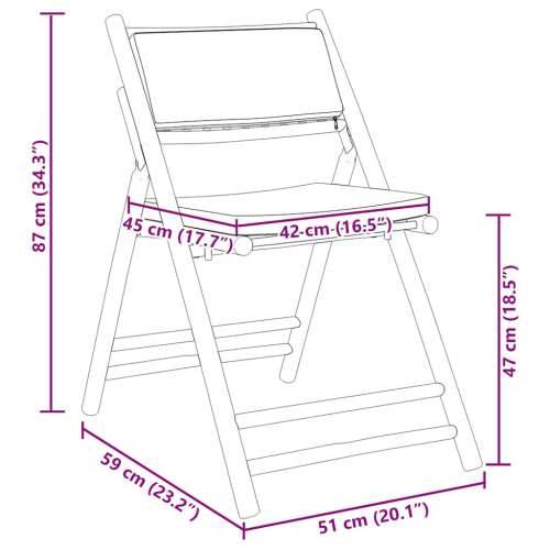 3-dijelni sklopivi bistro set s krem bijelim jastucima bambus - Krem bijela 3 Cijena