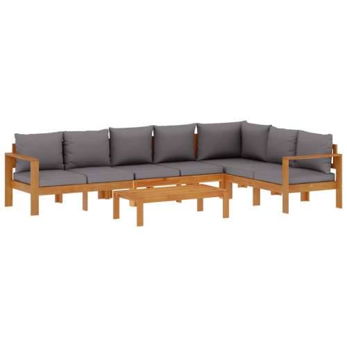 5-dijelna set vrtnih sofa od masivnog drva bagrema s jastucima - Tamno siva kutna + 3x Sofa + stol 1 Cijena