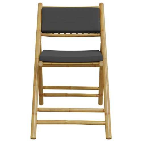 3-dijelni sklopivi bistro set s tamnosivim jastucima bambus - Tamno siva 3 Cijena