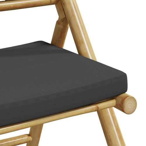 3-dijelni sklopivi bistro set s tamnosivim jastucima bambus - Tamno siva 3 Cijena