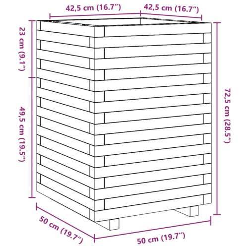 Vrtna sadilica 50x50x72,5 cm od masivne borovine - Prirodna boja bora 50 x 50 x 72.5 cm 1 Cijena