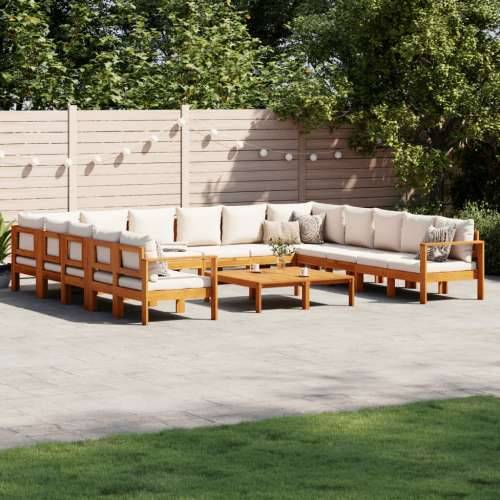 10-dijelna set vrtnih sofa s jastucima masivno bagremovo drvo - Krema 2x kutna + 6x Sofa + 2x stol 1 Cijena