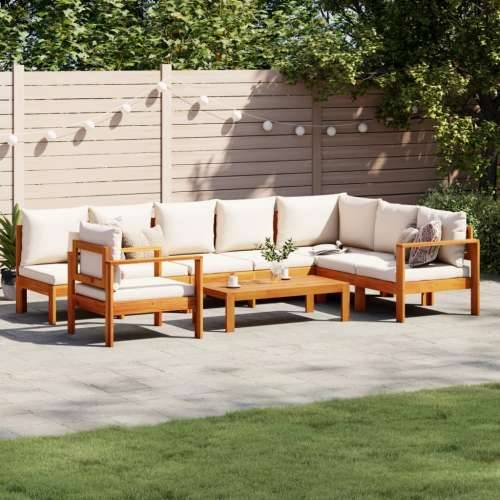 6-dijelna set vrtnih sofa s jastucima masivno bagremovo drvo - Krema stolica + kutna + 3x Sofa + stol 1 Cijena