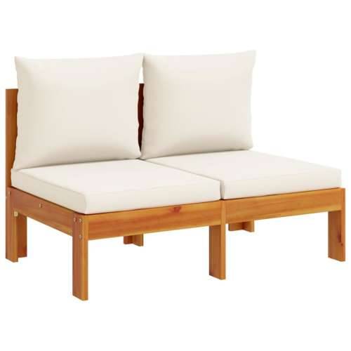 6-dijelna set vrtnih sofa s jastucima masivno bagremovo drvo - Krema stolica + kutna + 3x Sofa + stol 1 Cijena