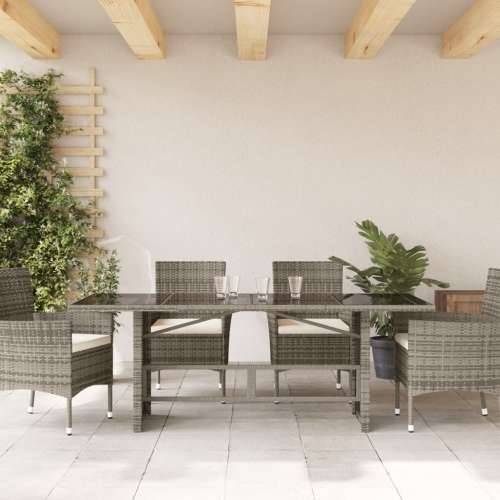 Vrtni stol sa staklenom pločom sivi 190x80x75 cm od poliratana - Siva 1 Stakl Cijena