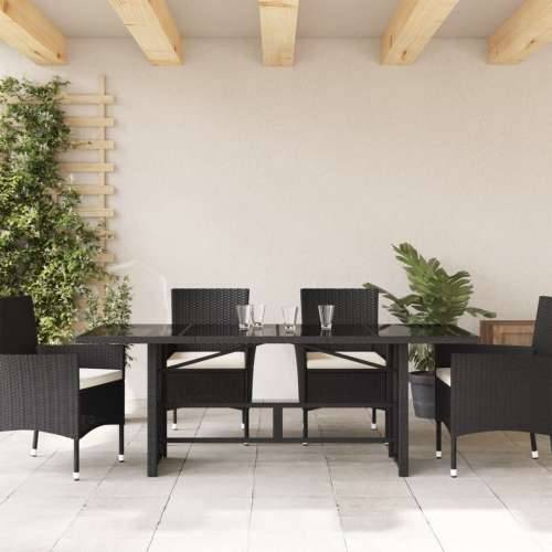 Vrtni stol sa staklenom pločom crni 190x80x75 cm od poliratana - Crna 1 Stakl Cijena