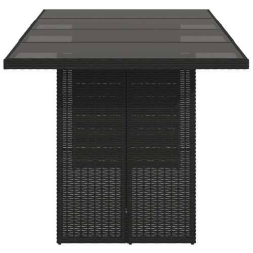 Vrtni stol sa staklenom pločom crni 190x80x75 cm od poliratana - Crna 1 Stakl Cijena
