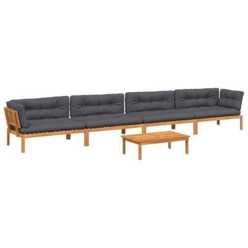 5-dijelna set vrtnih sofa od paleta s jastucima od drva bagrema - Antracit 1 2x kutna + 2x srednja + stol Tamno smeđa Cijena