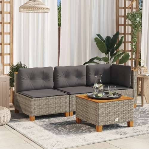 Vrtni stol sivi 55 x 55 x 36 cm od poliratana i bagremovog drva - Siva 1 Puno tkanje Cijena